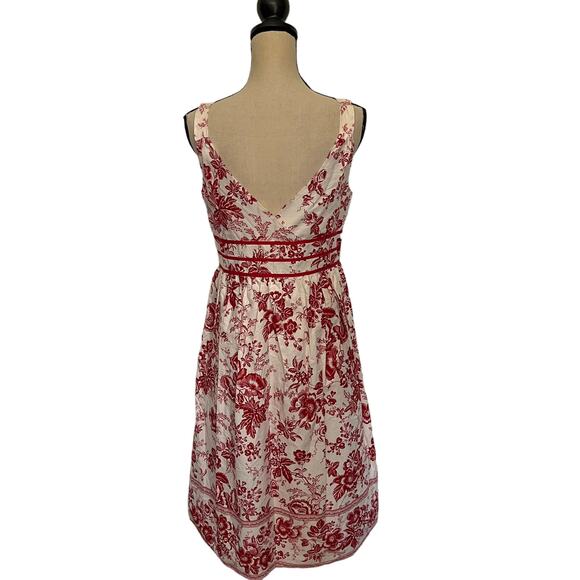 Robbie Bee Babydoll Floral Dress 8 Peasant Bow Cottage Core Peasant Red Midi Y2k - Picture 5 of 14
